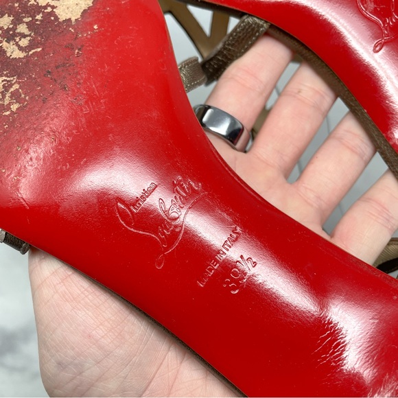 Christian Louboutin Metallic Geo Cutout Slingback Sandal Low Kitten Heels 39.5 - Picture 11 of 13